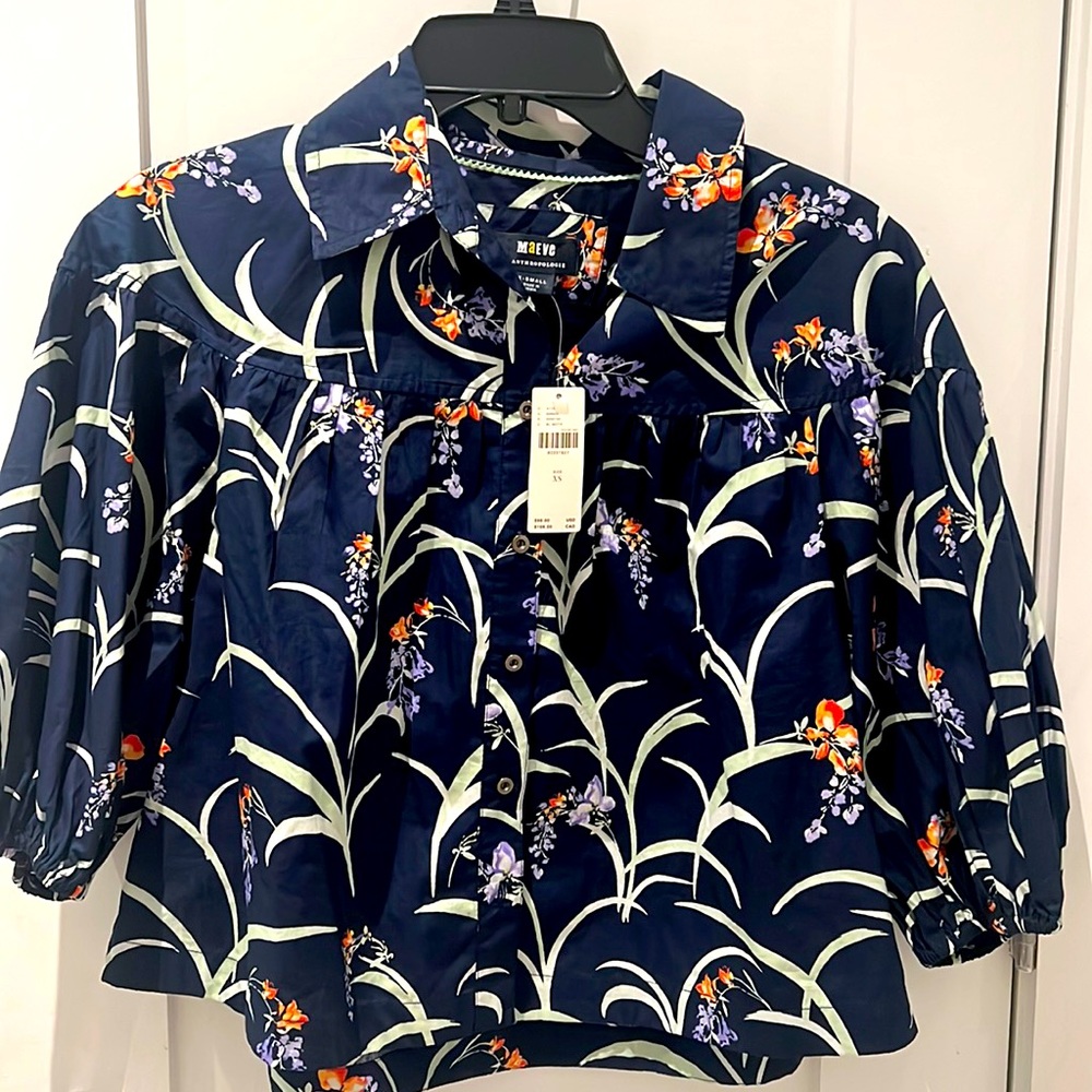 Anthropologie Maeve Bubble Sleeve Blouse